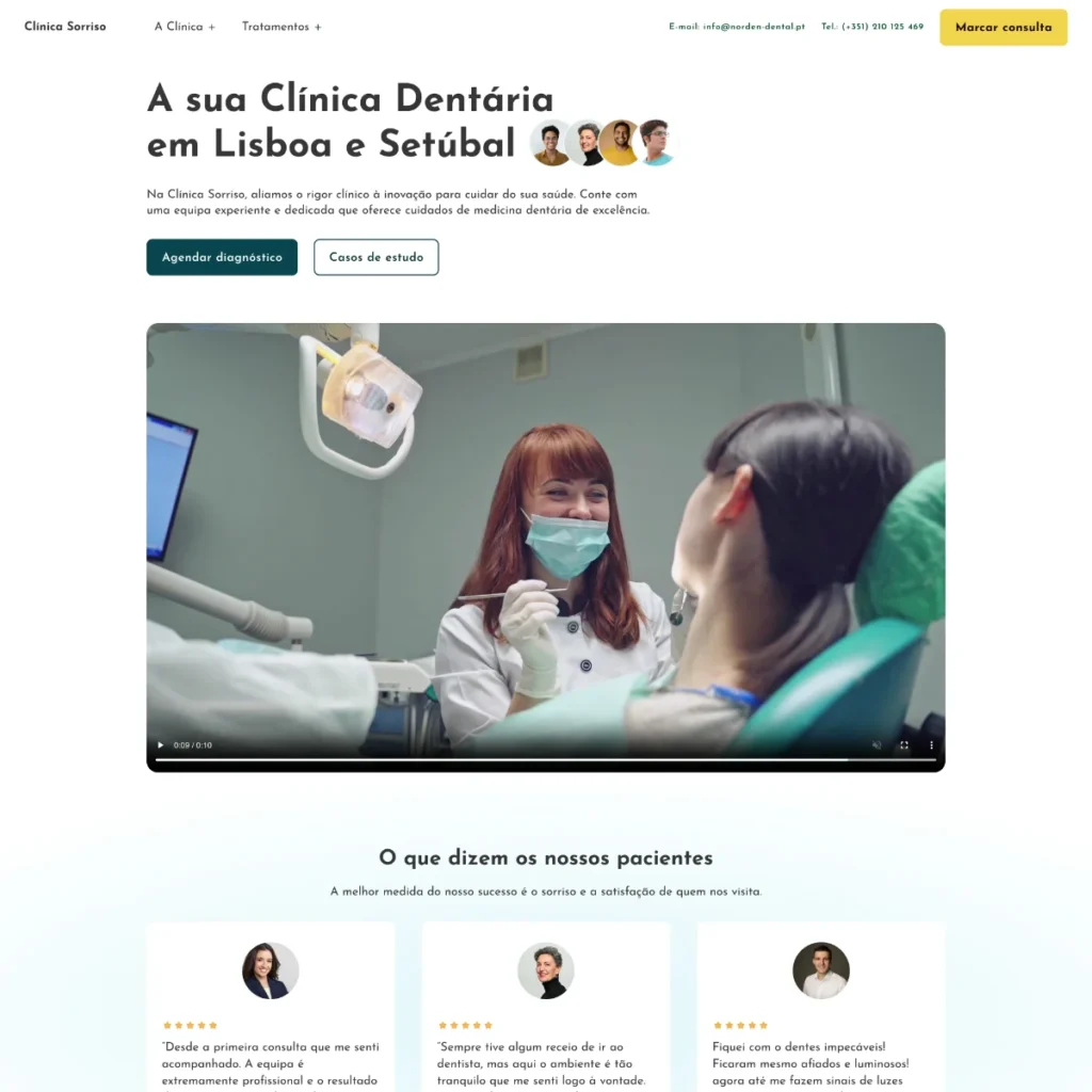 Clinica dentaria sorriso website modelo omeusite pt
