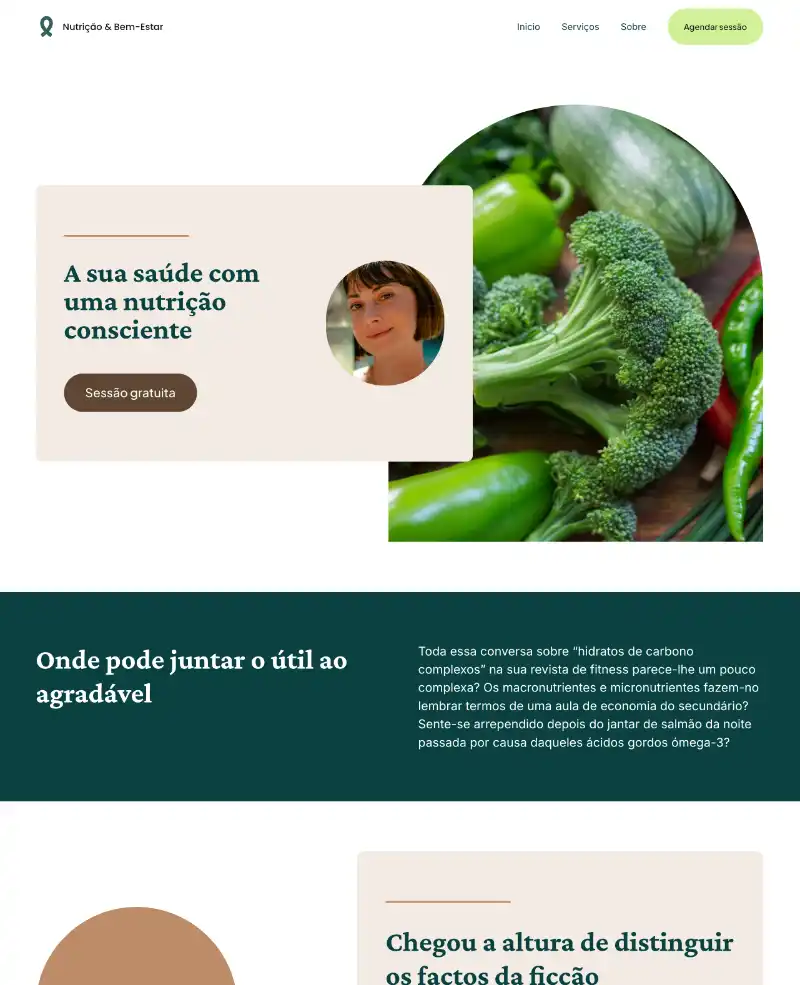 Nutrição bem estar site modelo omeusite pt capa